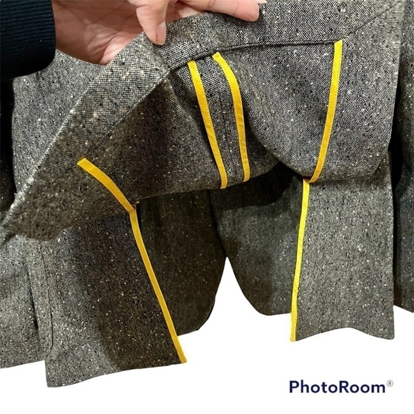 CIRCLE OF GENTLEMEN 100% Virgin Wool Grey Blazer Brown Suede Elbow Patch Size 50 - Picture 9 of 13